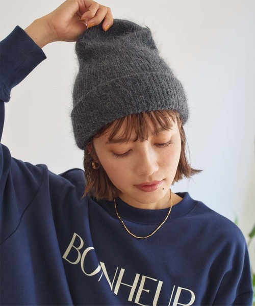 titivate(ティティベイト)の「アンゴラシャギーニット帽(ニットキャップ/ビーニー・レディース・ホワイト/ブラック/ブラウン/ピンク/チャコール・FREE)」の4枚目の写真