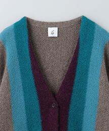 6（ロク）の「＜6(ROKU)＞アルパカ ストライプ カーディガン