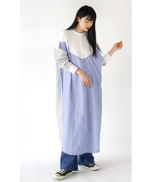 zootie(ズーティー)の「クレイジー ストライプワンピース(シャツワンピース・レディース・ブラック系その他/ブルー系その他・フリー)」の6枚目の写真