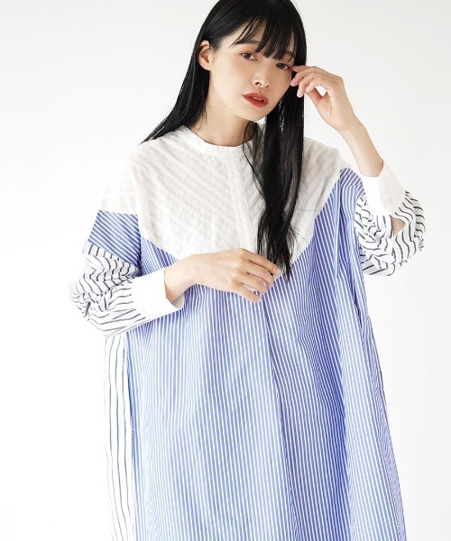 zootie(ズーティー)の「クレイジー ストライプワンピース(シャツワンピース・レディース・ブラック系その他/ブルー系その他・フリー)」の10枚目の写真