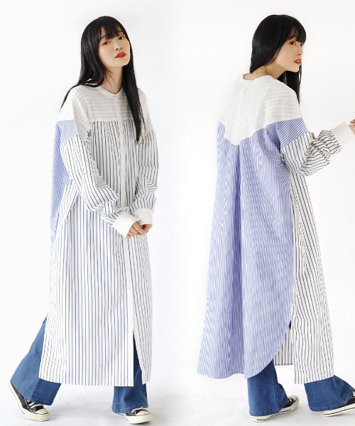 zootie(ズーティー)の「クレイジー ストライプワンピース(シャツワンピース・レディース・ブラック系その他/ブルー系その他・フリー)」の12枚目の写真
