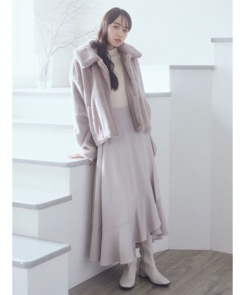 earth music&ecology（アースミュージックアンドエコロジー）の「ラッフルフリルイレヘムスカート（スカート・レディース・ブラック/ベージュ/ブラウン・FREE）」の7枚目の写真