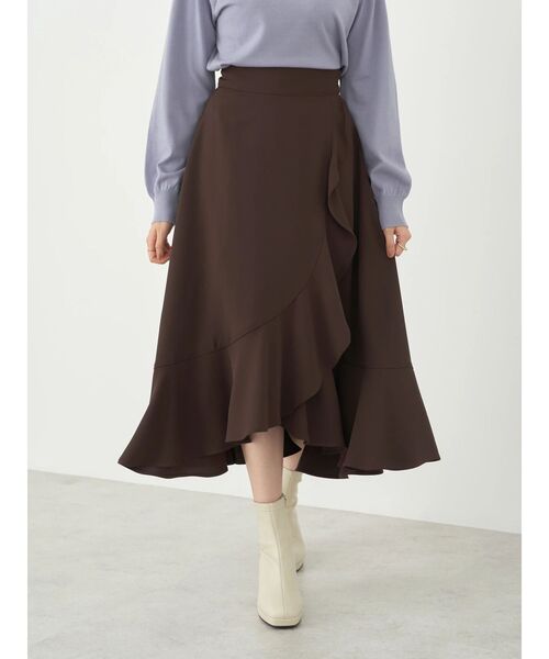 earth music&ecology（アースミュージックアンドエコロジー）の「ラッフルフリルイレヘムスカート（スカート・レディース・ブラック/ベージュ/ブラウン・FREE）」の15枚目の写真