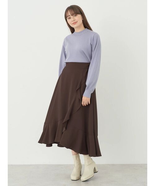 earth music&ecology（アースミュージックアンドエコロジー）の「ラッフルフリルイレヘムスカート（スカート・レディース・ブラック/ベージュ/ブラウン・FREE）」の16枚目の写真