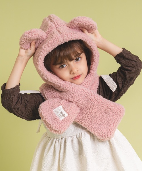 人気！【AMBUSH】アンブッシュ テディ 耳付き 帽子　ピンク テディショップ Teddyshop レディース プードルウール風耳当てボンボン
