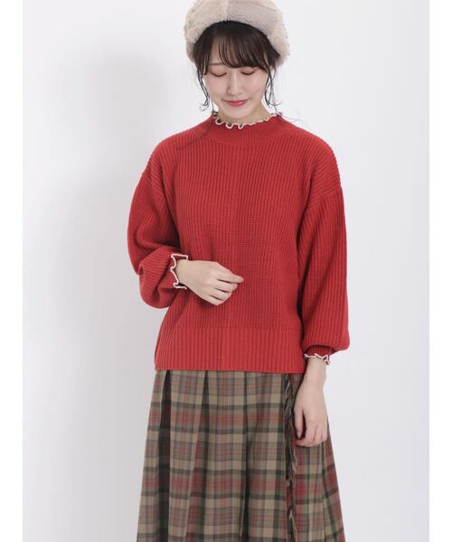 Samansa Mos2（サマンサ モスモス）の「配色メロー畦編みハイネックニット（ニット/セーター・レディース・グリーン/ダークブラウン/イエロー/ブラック/レッド/キナリ・F）」の8枚目の写真