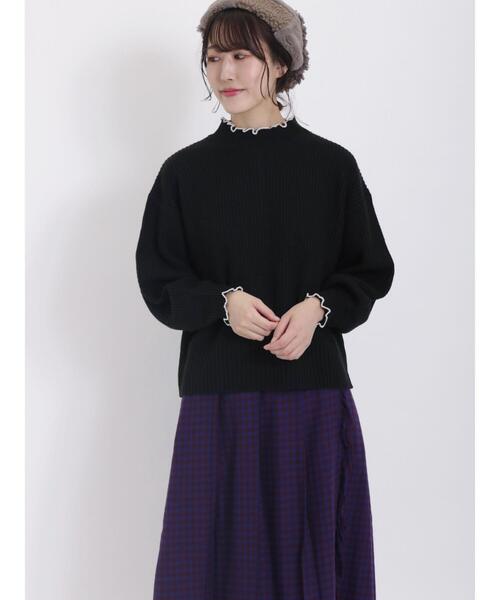 Samansa Mos2（サマンサ モスモス）の「配色メロー畦編みハイネックニット（ニット/セーター・レディース・グリーン/ダークブラウン/イエロー/ブラック/レッド/キナリ・F）」の12枚目の写真