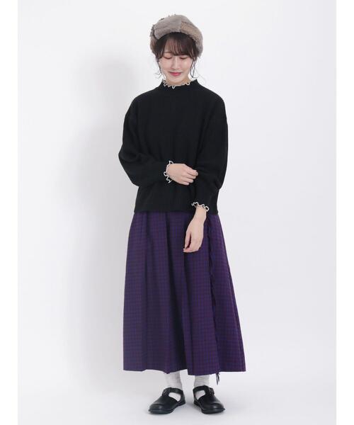 Samansa Mos2（サマンサ モスモス）の「配色メロー畦編みハイネックニット（ニット/セーター・レディース・グリーン/ダークブラウン/イエロー/ブラック/レッド/キナリ・F）」の13枚目の写真