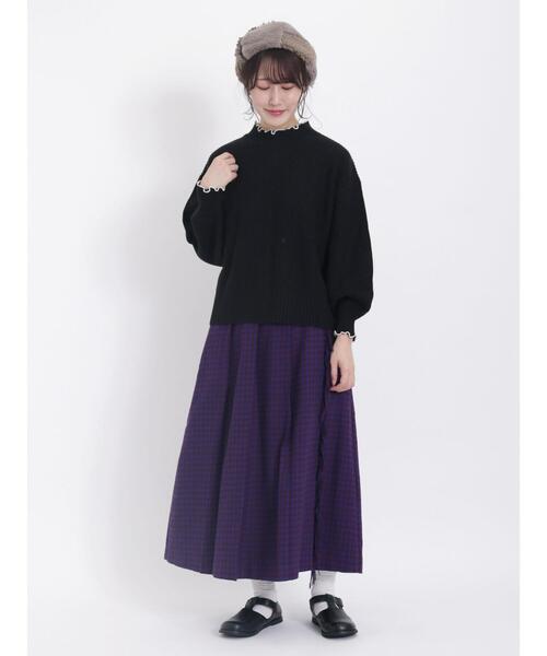 Samansa Mos2（サマンサ モスモス）の「配色メロー畦編みハイネックニット（ニット/セーター・レディース・グリーン/ダークブラウン/イエロー/ブラック/レッド/キナリ・F）」の14枚目の写真