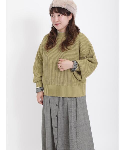 Samansa Mos2（サマンサ モスモス）の「配色メロー畦編みハイネックニット（ニット/セーター・レディース・グリーン/ダークブラウン/イエロー/ブラック/レッド/キナリ・F）」の19枚目の写真