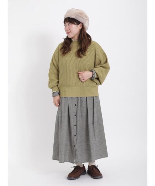 Samansa Mos2（サマンサ モスモス）の「配色メロー畦編みハイネックニット（ニット/セーター・レディース・グリーン/ダークブラウン/イエロー/ブラック/レッド/キナリ・F）」の21枚目の写真