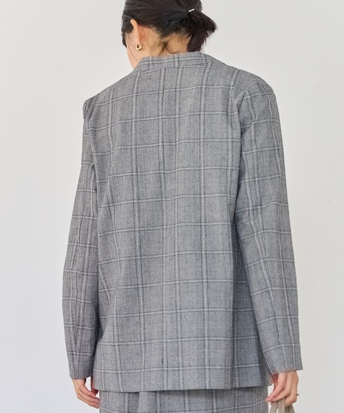 LAVEANGE（ラビアンジェ）の「グレンチェックジャケット/セットアップ対応（ノーカラージャケット・レディース・ブラック/チャコールグレー・4L/M/LL/3L）」の13枚目の写真