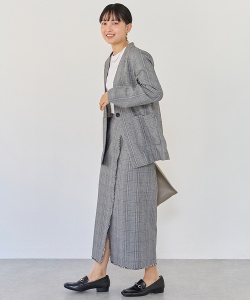 LAVEANGE（ラビアンジェ）の「グレンチェックジャケット/セットアップ対応（ノーカラージャケット・レディース・ブラック/チャコールグレー・4L/M/LL/3L）」の17枚目の写真