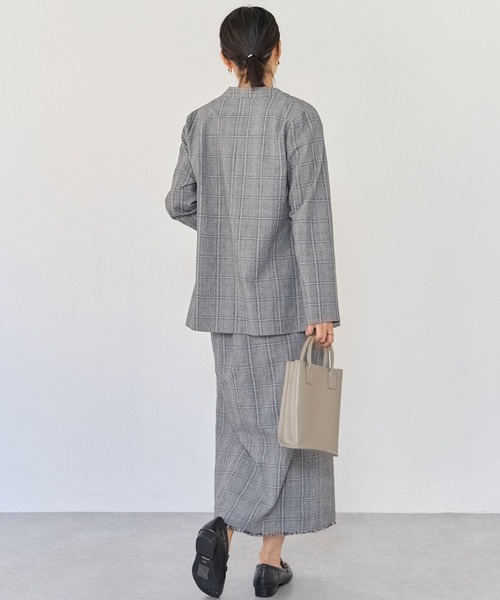 LAVEANGE（ラビアンジェ）の「グレンチェックジャケット/セットアップ対応（ノーカラージャケット・レディース・ブラック/チャコールグレー・4L/M/LL/3L）」の18枚目の写真