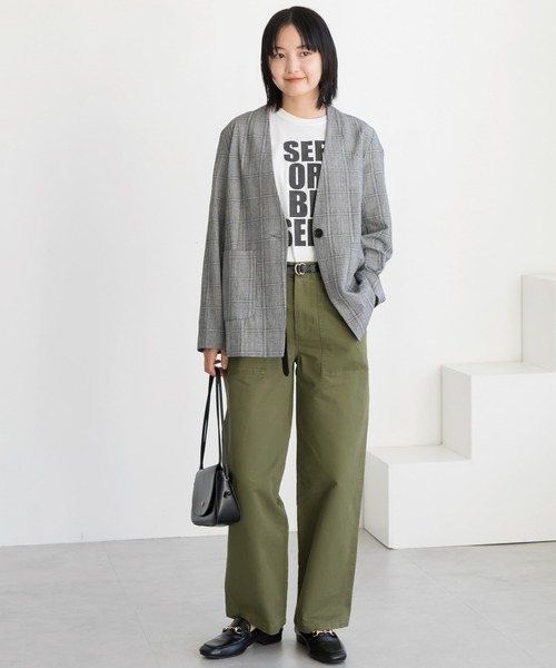 LAVEANGE（ラビアンジェ）の「グレンチェックジャケット/セットアップ対応（ノーカラージャケット・レディース・ブラック/チャコールグレー・4L/M/LL/3L）」の20枚目の写真