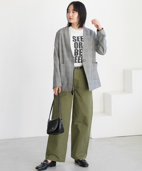 LAVEANGE（ラビアンジェ）の「グレンチェックジャケット/セットアップ対応（ノーカラージャケット・レディース・ブラック/チャコールグレー・4L/M/LL/3L）」の21枚目の写真