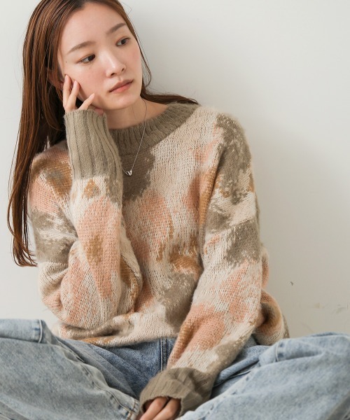 Bab(バブ)の「ニュアンスフラワーニットトップス(ニット/セーター・レディース・ライトグレー/アイボリー/モカ/ブラウン・FREE)」の22枚目の写真