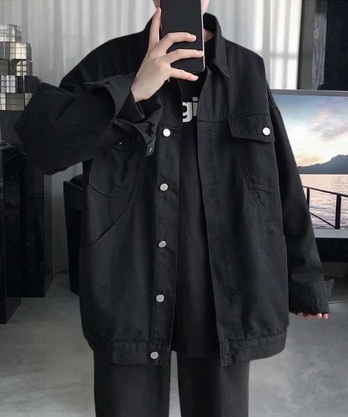 SETUP7（セットアップセブン）の「【SETUP7】ビッグシルエットコットンシャツジャケット KNF037（カバーオール・メンズ・ダークグレー/ベージュ/ブラック・M/L）」の9枚目の写真