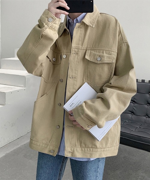 SETUP7（セットアップセブン）の「【SETUP7】ビッグシルエットコットンシャツジャケット KNF037（カバーオール・メンズ・ダークグレー/ベージュ/ブラック・M/L）」の7枚目の写真