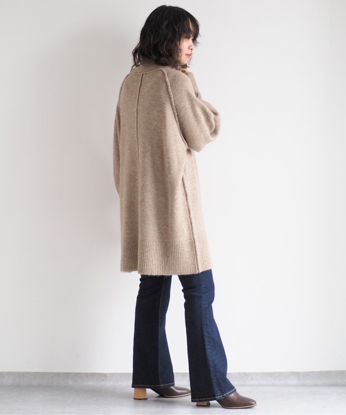 cepo（セポ）の「ロングカフス バックリンキングタートルニット（チュニック・レディース・グレー/ベージュ/ブルー・M）」の16枚目の写真