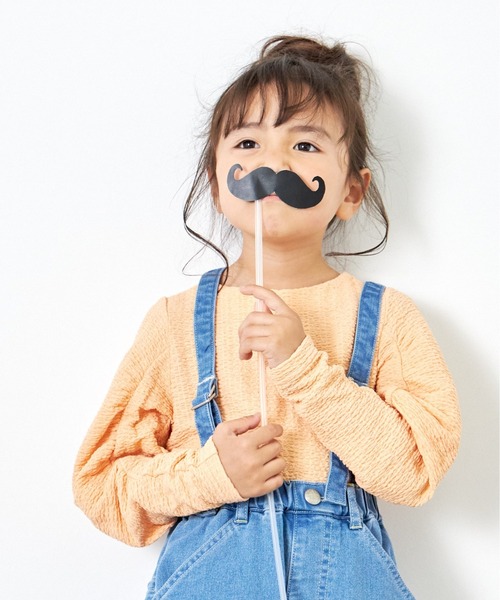 MAKE YOUR DAY（メイクユアデイ）の「シャーリングパフスリーブ長袖Tシャツ■80～140cm（Tシャツ/カットソー・キッズ・オレンジ/ライム/オフホワイト・140/120/100/90/130/110/80）」の4枚目の写真