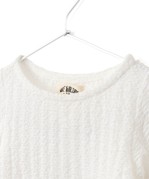 MAKE YOUR DAY（メイクユアデイ）の「シャーリングパフスリーブ長袖Tシャツ■80～140cm（Tシャツ/カットソー・キッズ・オレンジ/ライム/オフホワイト・140/120/100/90/130/110/80）」の14枚目の写真