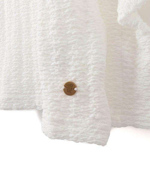 MAKE YOUR DAY（メイクユアデイ）の「シャーリングパフスリーブ長袖Tシャツ■80～140cm（Tシャツ/カットソー・キッズ・オレンジ/ライム/オフホワイト・140/120/100/90/130/110/80）」の16枚目の写真