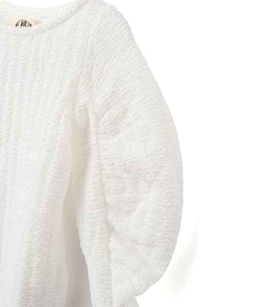 MAKE YOUR DAY（メイクユアデイ）の「シャーリングパフスリーブ長袖Tシャツ■80～140cm（Tシャツ/カットソー・キッズ・オレンジ/ライム/オフホワイト・140/120/100/90/130/110/80）」の18枚目の写真