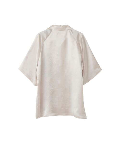 HYSTERIC GLAMOUR バックロゴ リネン混 オープンカラーシャツ 白 HYSTERIC GLAMOUR（ヒステリックグラマー）の「HYS LOGO LINE