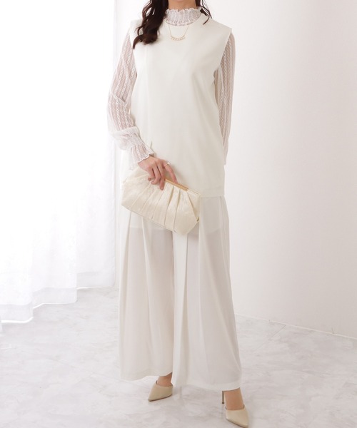Lace Ladies(レースレディース)の「総レース メタリックバー プリーツ クラッチ バッグ(クラッチバッグ・レディース・アイボリー/ブラック・FREE)」の15枚目の写真