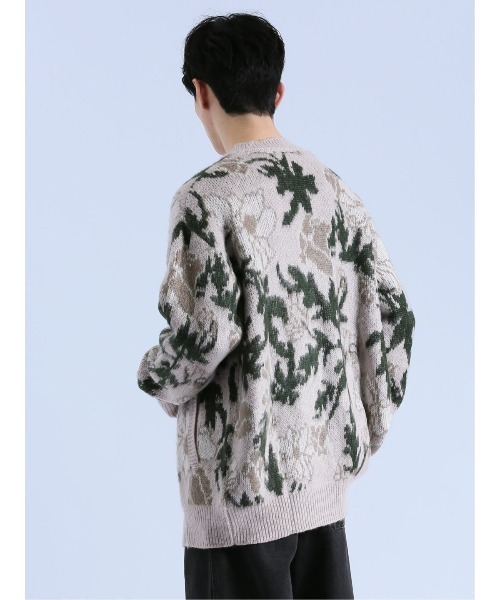 semantic design（セマンティックデザイン）の「セマンティックデザイン モヘアタッチ フラワー Vネック ニットカーディガン（カーディガン/ボレロ・メンズ・ブラック/ライトグレー・LARGE/MEDIUM）」の4枚目の写真