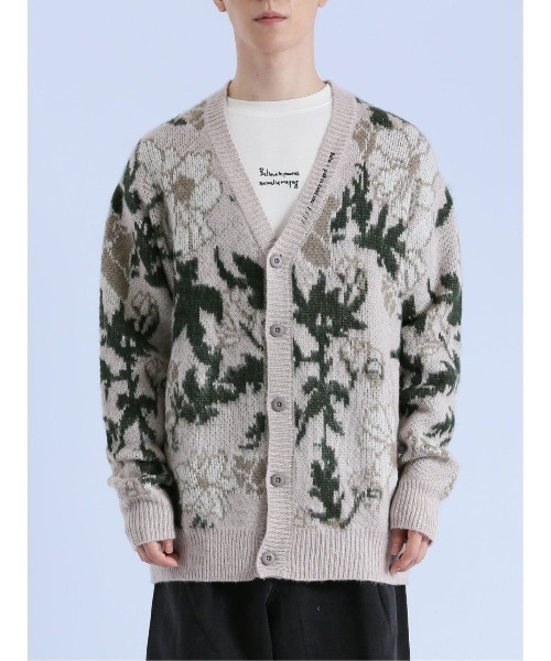 semantic design（セマンティックデザイン）の「セマンティックデザイン モヘアタッチ フラワー Vネック ニットカーディガン（カーディガン/ボレロ・メンズ・ブラック/ライトグレー・LARGE/MEDIUM）」の6枚目の写真