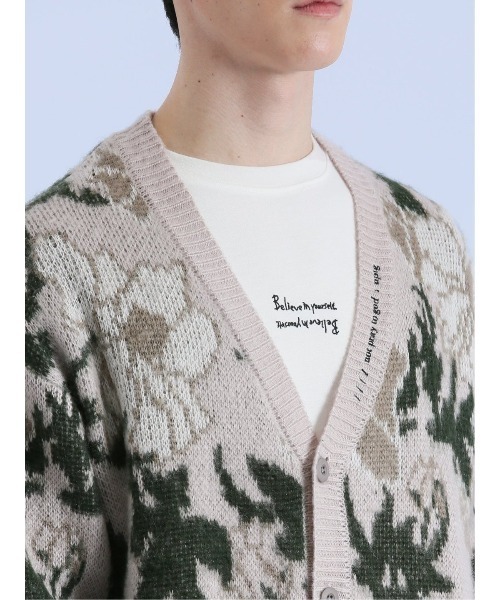 semantic design（セマンティックデザイン）の「セマンティックデザイン モヘアタッチ フラワー Vネック ニットカーディガン（カーディガン/ボレロ・メンズ・ブラック/ライトグレー・LARGE/MEDIUM）」の9枚目の写真