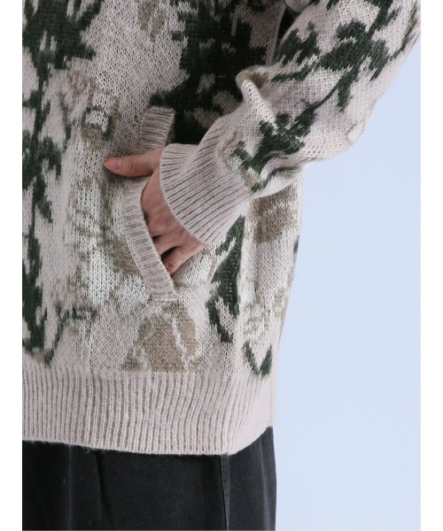 semantic design（セマンティックデザイン）の「セマンティックデザイン モヘアタッチ フラワー Vネック ニットカーディガン（カーディガン/ボレロ・メンズ・ブラック/ライトグレー・LARGE/MEDIUM）」の10枚目の写真