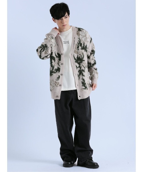 semantic design（セマンティックデザイン）の「セマンティックデザイン モヘアタッチ フラワー Vネック ニットカーディガン（カーディガン/ボレロ・メンズ・ブラック/ライトグレー・LARGE/MEDIUM）」の11枚目の写真