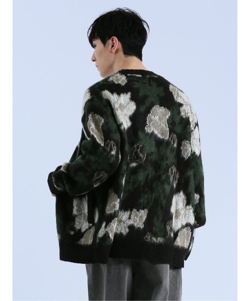 semantic design（セマンティックデザイン）の「セマンティックデザイン モヘアタッチ フラワー Vネック ニットカーディガン（カーディガン/ボレロ・メンズ・ブラック/ライトグレー・LARGE/MEDIUM）」の13枚目の写真