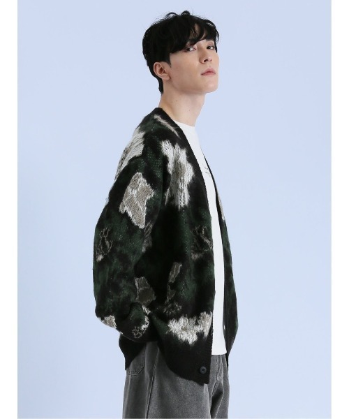 semantic design（セマンティックデザイン）の「セマンティックデザイン モヘアタッチ フラワー Vネック ニットカーディガン（カーディガン/ボレロ・メンズ・ブラック/ライトグレー・LARGE/MEDIUM）」の14枚目の写真