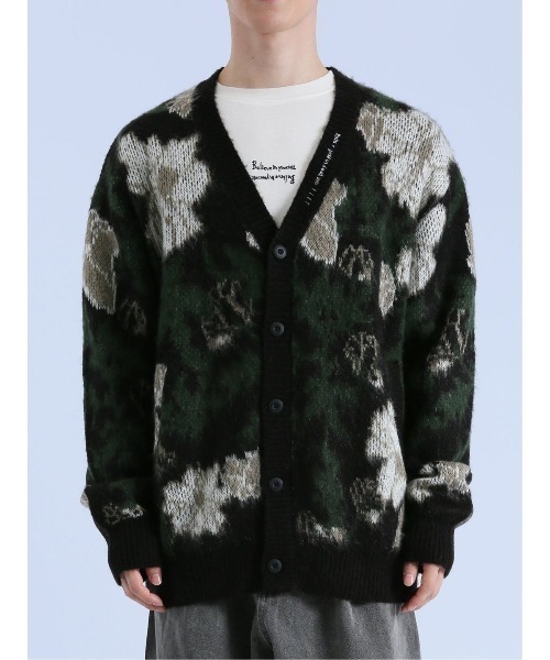 semantic design（セマンティックデザイン）の「セマンティックデザイン モヘアタッチ フラワー Vネック ニットカーディガン（カーディガン/ボレロ・メンズ・ブラック/ライトグレー・LARGE/MEDIUM）」の15枚目の写真