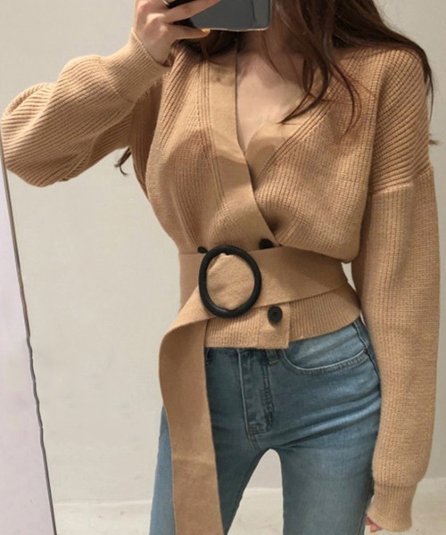 Miniministore(ミニミニストア)の「リブニット カーディガン レディース(ニット/セーター・レディース・アイボリー/ベージュ/ライトグレー/ブラック・フリー)」の1枚目の写真