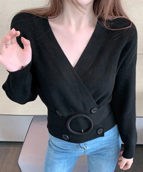 Miniministore(ミニミニストア)の「リブニット カーディガン レディース(ニット/セーター・レディース・アイボリー/ベージュ/ライトグレー/ブラック・フリー)」の5枚目の写真