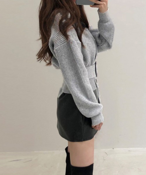 Miniministore(ミニミニストア)の「リブニット カーディガン レディース(ニット/セーター・レディース・アイボリー/ベージュ/ライトグレー/ブラック・フリー)」の8枚目の写真