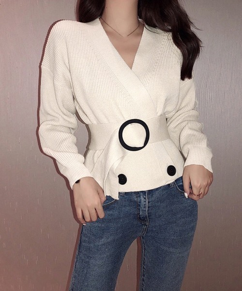 Miniministore(ミニミニストア)の「リブニット カーディガン レディース(ニット/セーター・レディース・アイボリー/ベージュ/ライトグレー/ブラック・フリー)」の9枚目の写真