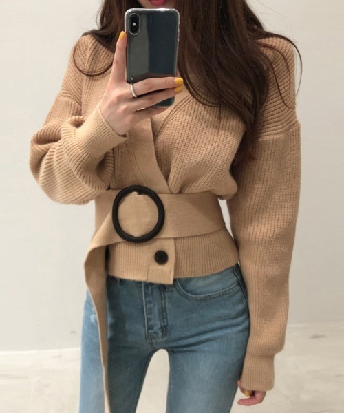 Miniministore(ミニミニストア)の「リブニット カーディガン レディース(ニット/セーター・レディース・アイボリー/ベージュ/ライトグレー/ブラック・フリー)」の13枚目の写真