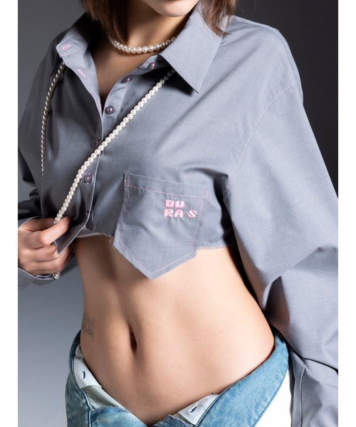 DURAS（デュラス）の「Cropped shirt（シャツ/ブラウス・レディース・レモンイエロー/ライトグレー/カーキ・FREE）」の12枚目の写真