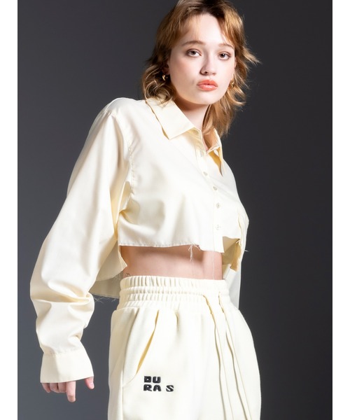 DURAS（デュラス）の「Cropped shirt（シャツ/ブラウス・レディース・レモンイエロー/ライトグレー/カーキ・FREE）」の10枚目の写真