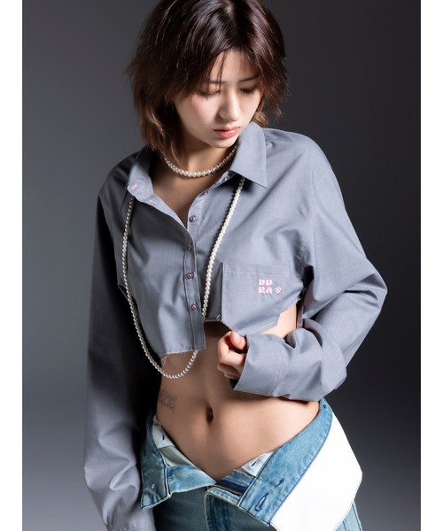 DURAS（デュラス）の「Cropped shirt（シャツ/ブラウス・レディース・レモンイエロー/ライトグレー/カーキ・FREE）」の21枚目の写真