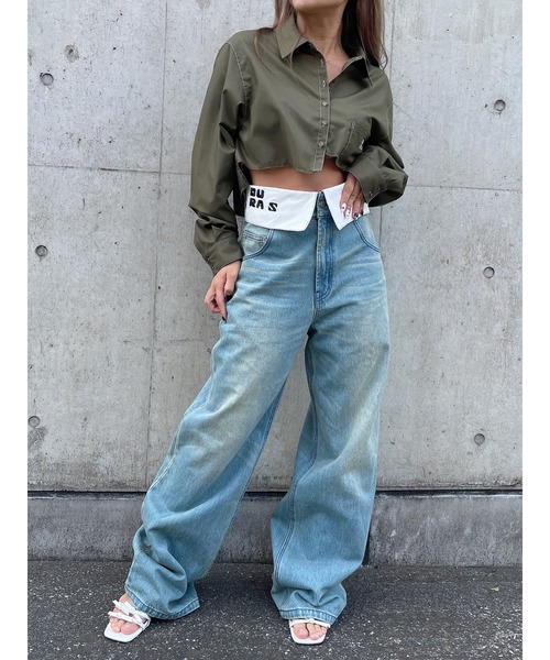 DURAS（デュラス）の「Cropped shirt（シャツ/ブラウス・レディース・レモンイエロー/ライトグレー/カーキ・FREE）」の22枚目の写真