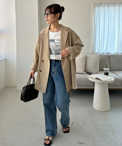 DISCOAT（ディスコート）の「【ユニセックス】テックリネンビッグシャツジャケット《WEB限定カラーあり》（シャツ/ブラウス・レディース・チャコールグレー/ベージュ/ブラック/グレー/ライトベージュ/グレイッシュベージュ/ブラウン・FREE/PS）」の19枚目の写真