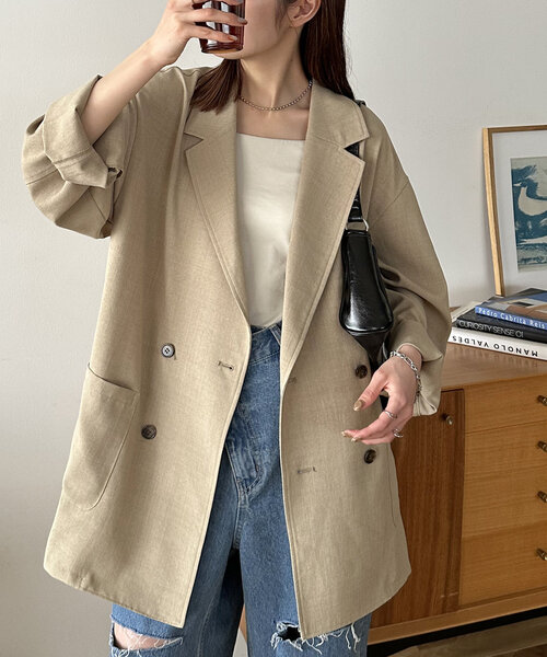 DISCOAT（ディスコート）の「【ユニセックス】テックリネンビッグシャツジャケット《WEB限定カラーあり》（シャツ/ブラウス・レディース・チャコールグレー/ベージュ/ブラック/グレー/ライトベージュ/グレイッシュベージュ/ブラウン・FREE/PS）」の21枚目の写真