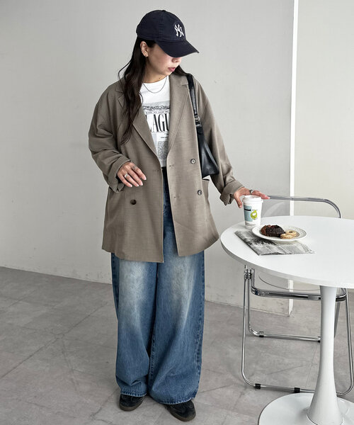 【新品タグ付】DISCOAT テックリネンビッグシャツジャケット　チャコール Discoat｜【ユニセックス】テックリネンビッグシャツジャケット